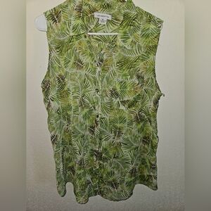 Liz Claiborne Womans Button Up Sleeveless Blouse Size Xl